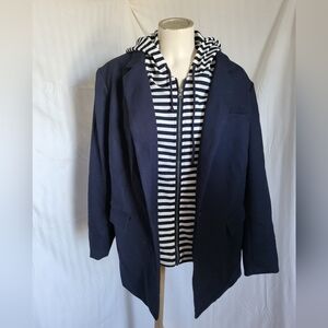 Dalia Navy Blue Outerwear Blazer, Size 2X